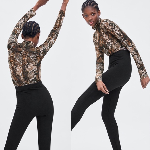 NWT Zara Snake Animal Print Snakeskin Sheer Top - Picture 1 of 3